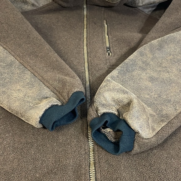 Kuhl Alpenwurx Heavy Fleece Suede Jacket Berber Collar Full Zip Pockets Large - Picture 7 of 16